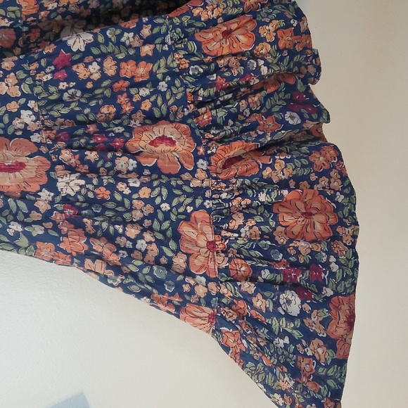 Angie Floral BoHo Smocked Mini Dress Size XL V-neck Flutter Sleeve - Picture 5 of 11